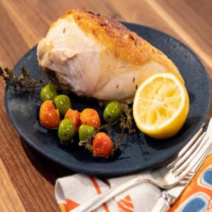 Roast Chicken Breasts with Caramelized Lemons, Cherry Tomatoes and Olives_image