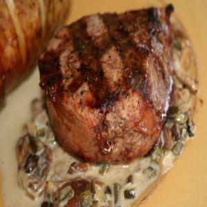 Charred Beef Medallions With Poblano Margarita Sauce image