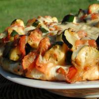 Zucchini and Fresh Tomato Pizza With Fontina image