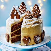 Gingerbread cake with caramel biscuit icing image