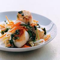 Scallops with Cilantro Sauce and Asian Slaw image