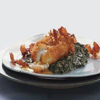 Deep-Fried Poached Eggs with Creamed Spinach and Serrano Ham_image