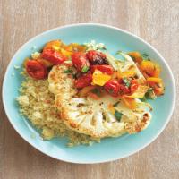 Cauliflower Steaks with Roasted Pepper and Tomato Salad_image