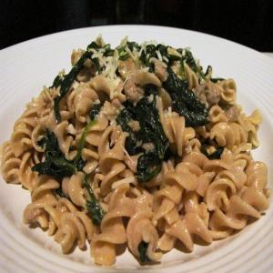Whole Wheat Rotini With Spicy Turkey Sausage and Mustard Greens image