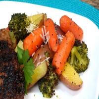 Roasted Red Potatoes with Broccoli, Carrots and Parmesan image