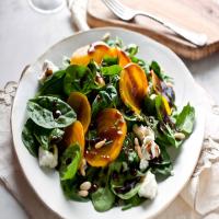 Beets and Goat Cheese on a Bed of Spinach_image