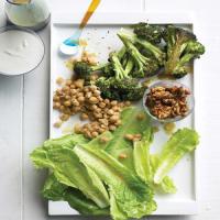 Composed Salad of Roasted Broccoli, Romaine, Chickpeas, and Walnuts image