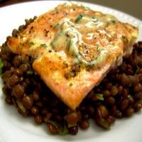 Salmon With Lentils and Mustard-Herb Butter (Saumon Aux Lentille image