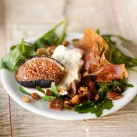Arugula with Brûléed Figs, Ricotta, Prosciutto, and Smoked Marzipan_image