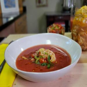 Spiced Tomato Gazpacho with Lemon Pickled Shrimp_image