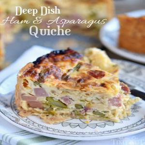 Deep Dish Ham and Asparagus Quiche - Mom On Timeout_image