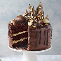 Triple chocolate & peanut butter layer cake image