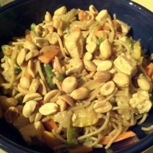 Vegetable and Tofu Noodle Bowl With Peanut Sauce_image
