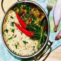 Duck Thai curry with coconut and infused rice_image