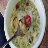 Mussel Soup With Avocado, Tomato, and Dill image