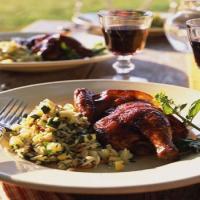 Bacon-Wrapped Cornish Hens with Raspberry Balsamic Glaze_image