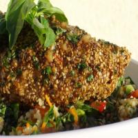 Sesame Encrusted Chicken Breasts With Ginger-soy Sauce image