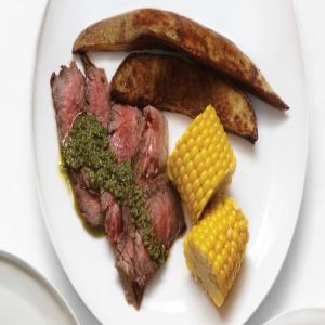 Flank Steak with Corn and Potato Wedges_image