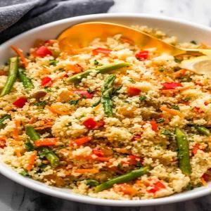 Fluffy Flavorful Couscous with Asparagus and Golden Raisins_image