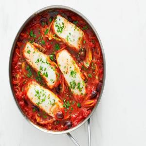 Braised Halibut with Fennel in Puttanesca Sauce image