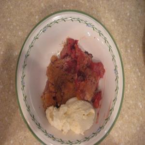 White Peach and Red Rasberry Cobbler image