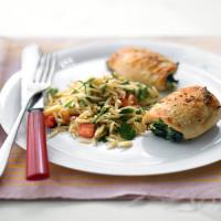 Spinach-and-Brie Chicken with Tomato Orzo image