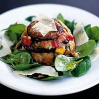 Aubergine timbales with goat's cheese image