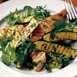 Warm salad of chargrilled courgettes & salmon image