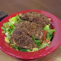 Pecan Crusted Chicken over Field Greens with Caramel Citrus Vinaigrette_image