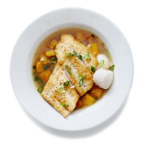 Fluke in Lemon Brodetto With Scallops and Squash_image
