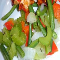 Steamed Green Beans, Celery, Red Pepper & Onions_image