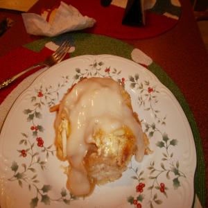 Layered Almond-Cream Cheese Bread Pudding With Amaretto Cream Sa_image