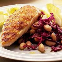 Red cabbage slaw with griddled chicken image
