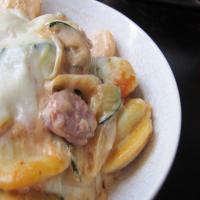 Ravioli With Smoked Sausage, Zucchini and Onions in Rosa Sauce image
