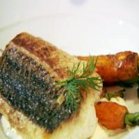 Striped Bass and Preserved Lemon Dressing with Grilled Carrots_image