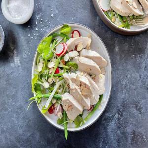 Almond-Poached Chicken with Brown Rice and Green Bean Salad_image
