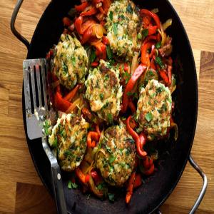 Codfish Cakes With Sweet Peppers and Onions image
