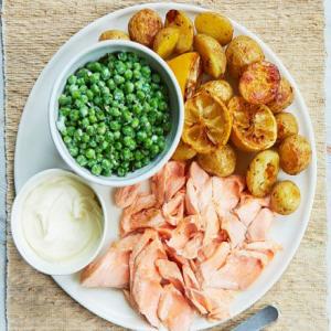 Roast salmon & roast baby potatoes image