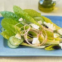 Romaine Hearts with Feta Cheese, Black Olives, and Red Onions_image