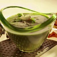 Almost Raw Asparagus Soup with Yogurt and Almonds image
