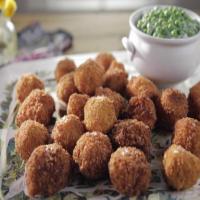 Shrimp Croquettes with Creamed Green Peas image