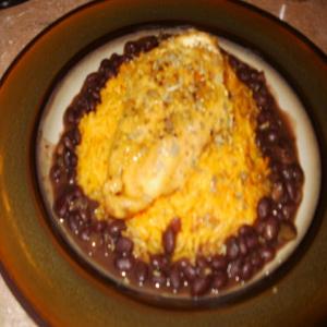 Aprie's Cuban Black Bean, Sauteed Chicken Breast over a Bed of Yellow Rice._image