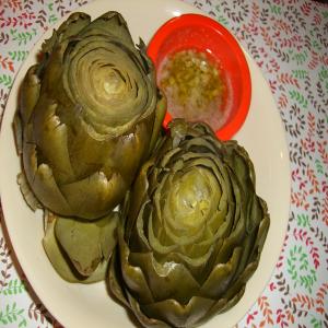 Steamed Artichokes with Garlic Lemon Butter image