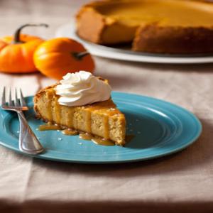 Pumpkin Cheesecake with Salted Caramel Sauce Recipe - (4.5/5) image
