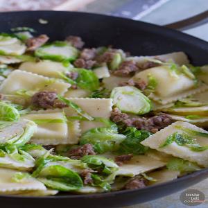 Easy Ravioli with Sausage and Brussels Sprouts_image