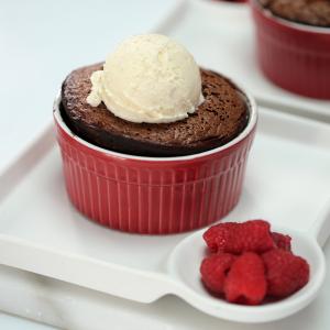 Valentine Chocolate Souffle with Mocha Sauce image