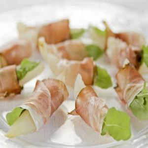 Grappa-Poached Pears with Speck image
