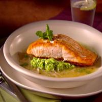 Salmon in Lemon Brodetto with Pea Puree image