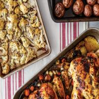 Oven-Roasted Chicken with Roasted Red Bliss Potatoes and Cauliflower Florets image