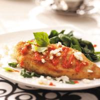 Chicken with Red Pepper Sauce and Spinach image